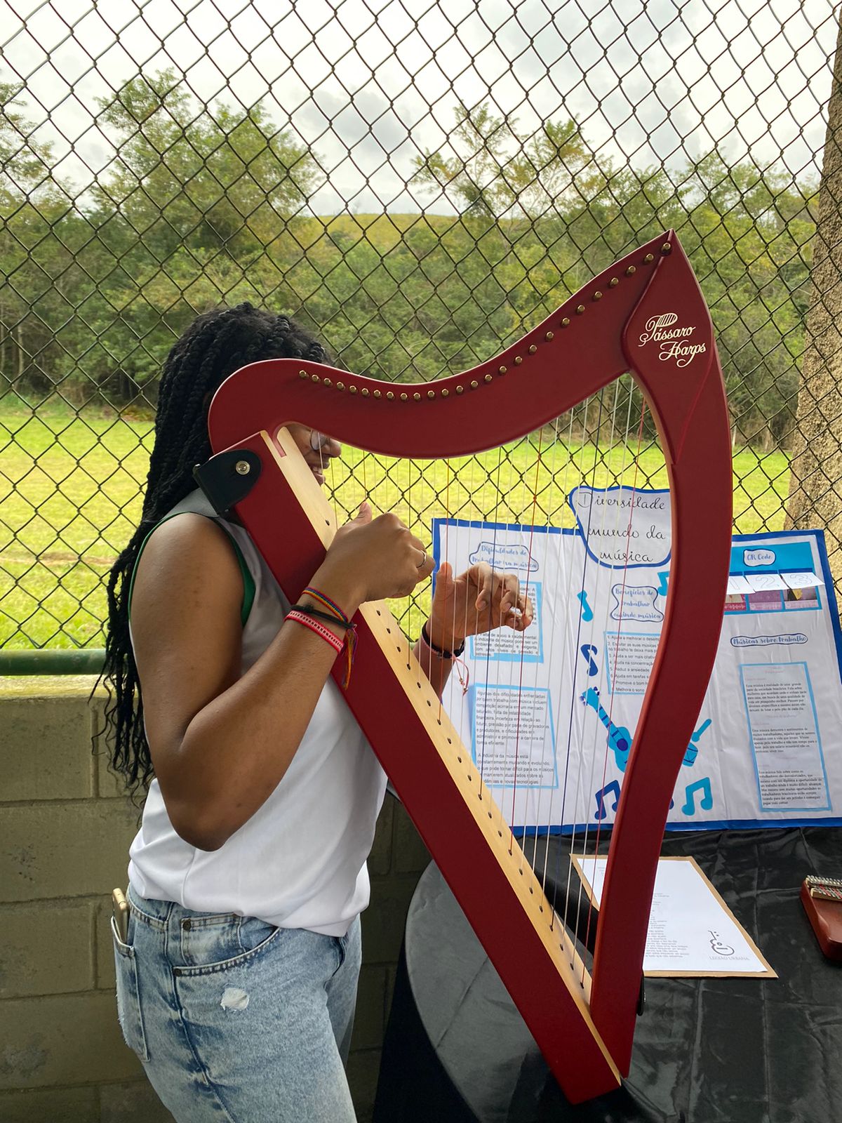 a imagem contem um aluno tocando instrumento de sopro