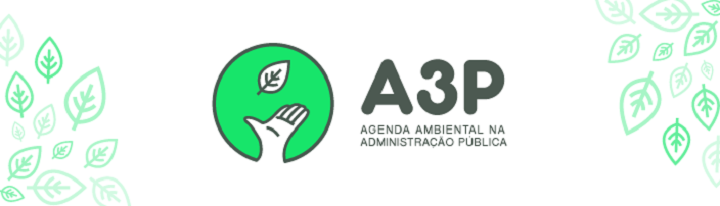A logo mostra um fundo verde, com uma mão aberta e uma folha caindo na palma. Ao lado, a sigla A3P