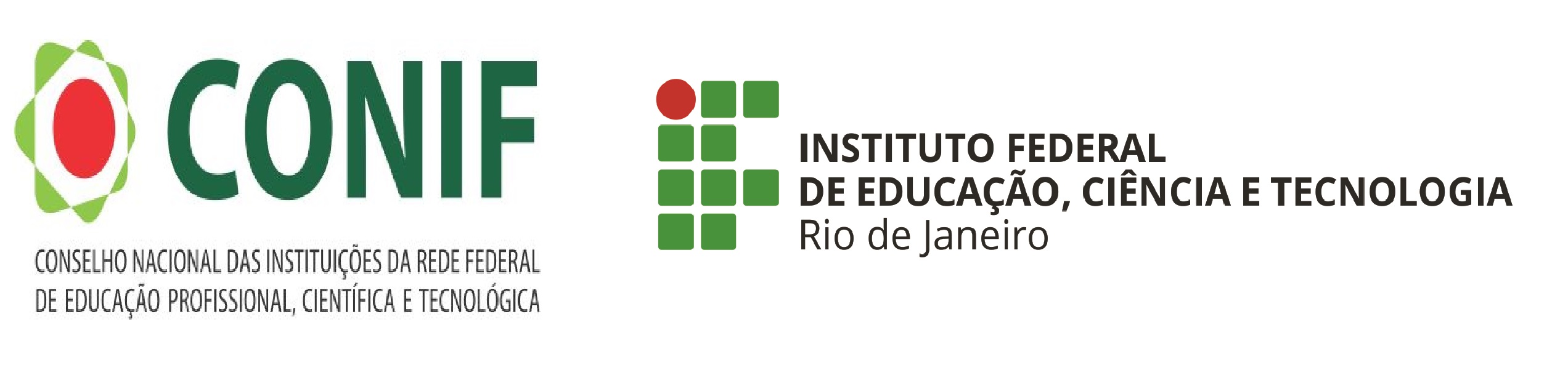 Logotipo do conselho nacional das instituições da rede federal de educação profissional, científica e tecnológica e o logotipo do IFRJ.
